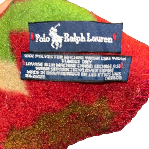 polo Ralph Lauren vintage red aztec Navajo print fleece scarf - Picture 2 of 5